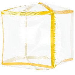 Gold Trim Clearz Cubez Balloon - (3ct)