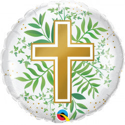 Golden Cross and Greenery Balloon - 18" Foil