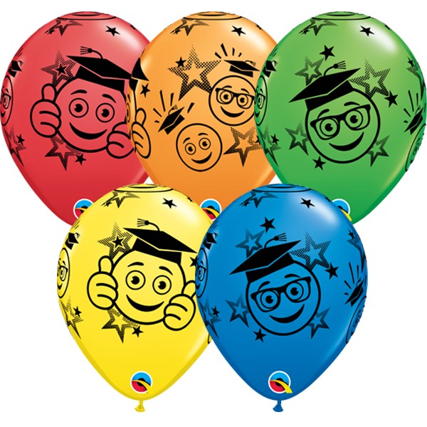 SMILEYS GRADUATION Mixed Colours Balloon - 11" Latex (25ct)