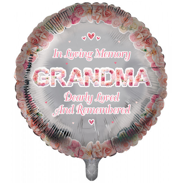 In Loving Memory Grandma Pink Round Remembrance - 18" Foil