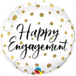 Happy Engagement Gold Dots Balloon - 18" Foil