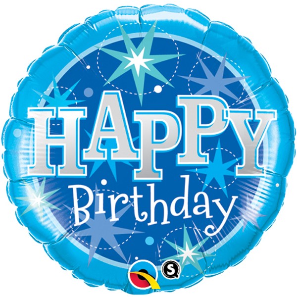 Blue Sparkle Happy Birthday Balloon - 18" Foil