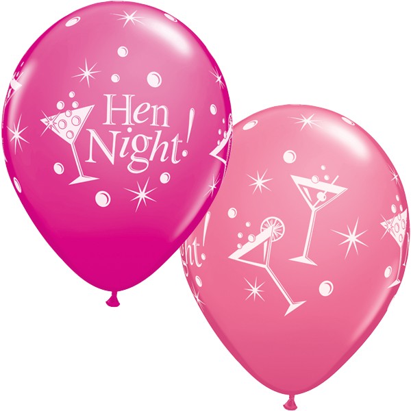 Hen Night Bubbly Wild Berry & Rose Balloons - 11" Latex (25ct)