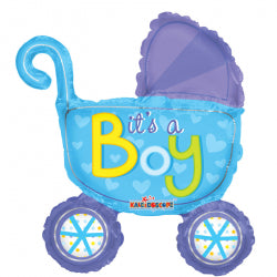 Baby Stroller Boy Self Sealing Mini Shape Balloon - Foil 14"