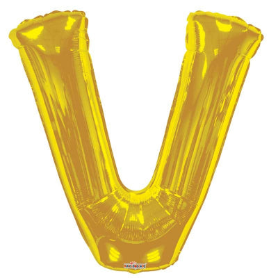 Gold Letter 'V' Balloon - 34" Foil