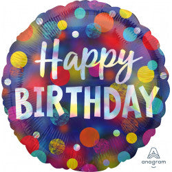 Iridescent Party Dots Happy Birthday Balloon - 18" Foil