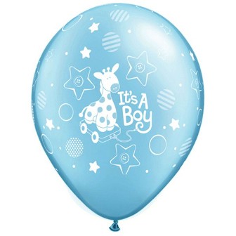 Pearl Light Blue It's A Boy Soft Giraffe Balloons - 11" Latex (25ct)
