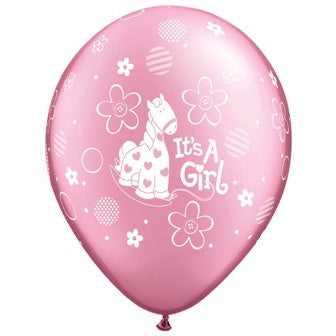 Pearl Pink It's A Girl Soft Pony Balloons - 11" Latex (25ct)