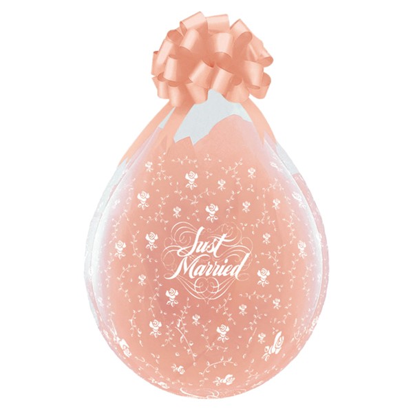 JUST MARRIED FLOWERS-A-ROUND DIAMOND CLEAR- 18"stuffing Balloons