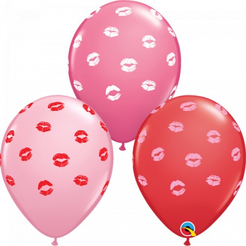 Rose, Red & Pink Kissy Lips Balloon - 11" Latex (25ct)