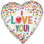 Love You Rainbow Dots Valentine's Balloon - 18" Foil