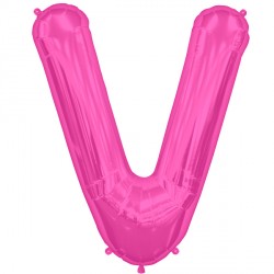 Magenta Letter 'V' Balloon - 16" Foil