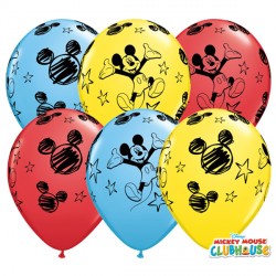 Red, Yellow & Pale Blue Mickey Mouse Balloons - 11" Latex (25ct)