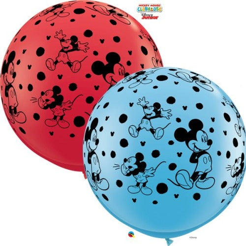 Red & Pale Blue Mickey Mouse Balloons - 36" Latex (2ct)