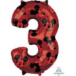 Mickey Mouse Forever Number 3 Balloon - 26" Foil