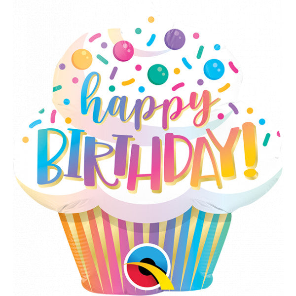 MINI OMBRE CUPCAKE BIRTHDAY Shape Air-Filled Balloon – 14" Foil