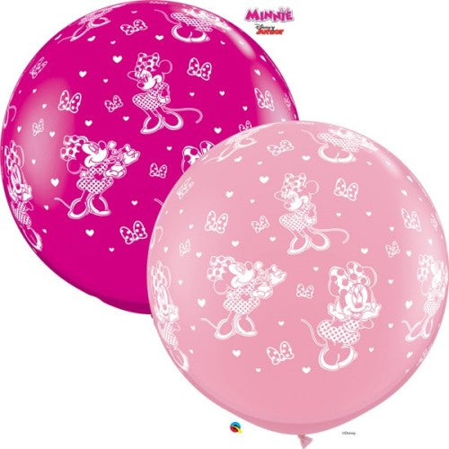 Pink & Wild Berry Minnie Mouse Balloons - 36" Latex (2ct)