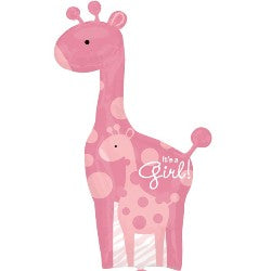 Mum & Baby Pink Giraffe Balloon - Foil