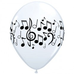 White Music Notes Wrap Balloons - 11" Latex (25ct)