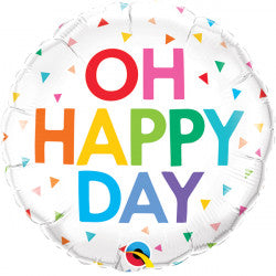 Oh Happy Day Rainbow Confetti Balloon - 18" Foil