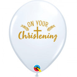 White Gold Ink On Your Christening Balloon - 11" Latex (25ct)