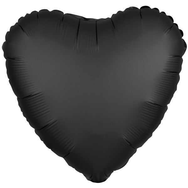Onyx Black Satin Luxe Heart Balloon - 18″ Foil