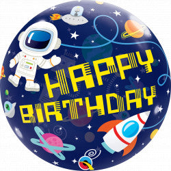 Outer Space Happy Birthday Bubble Balloon - 22" Bubble