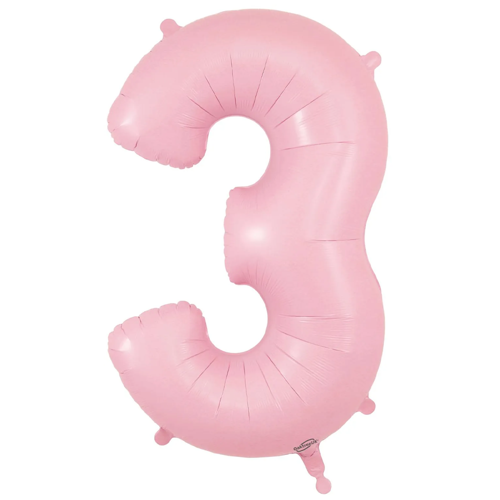 Matt Pink Number 3 Balloon - 34" Foil