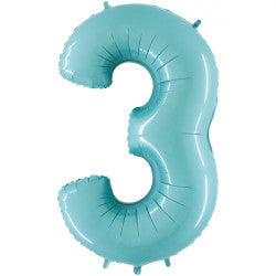 Pastel Blue Number 3 Balloon - 26" Foil