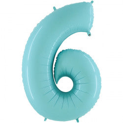Pastel Blue Number 6 Balloon - 26" Foil