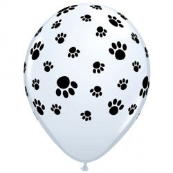 White Paw Prints-a-round Balloons - 11" Latex (25ct)