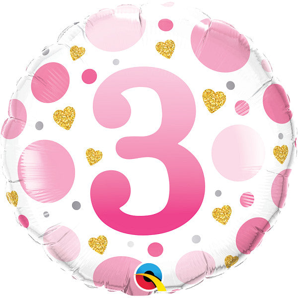 Pink Dots Age 3 - 18" Foil