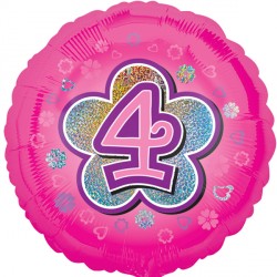 Age 4 Pink Flower Standard Balloon - 18" Foil