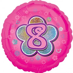 Age 8 Pink Flower Standard Balloon - 18" Foil