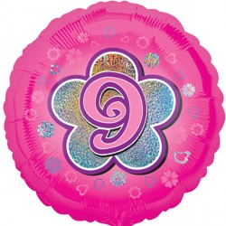 Age 9 Pink Flower Standard Balloon - 18" Foil