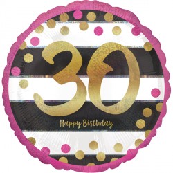 Pink & Gold 30 Birthday Balloon - 18" Foil