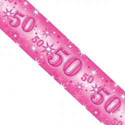 Pink Sparkle Age 50 Foil Banner - (2.6m) (6ct)