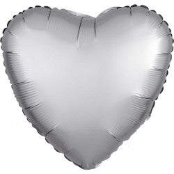 Platinum Satin Luxe Heart Balloon - 18" Foil