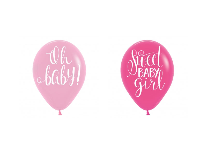 Floral Baby 4 Sided Latex Balloons 11"/28cm - 1 PKG/6