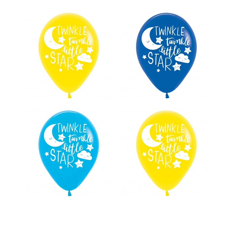 Twinkle Little Star 4 Sided Latex Balloons 11"/28cm - 1 PKG/6