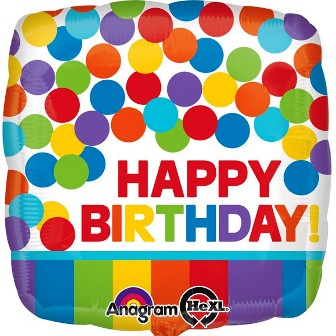 Primary Rainbow Happy Birthday Balloon - 18" Foil