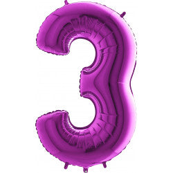 Purple Number 3 Balloon - 40" Foil