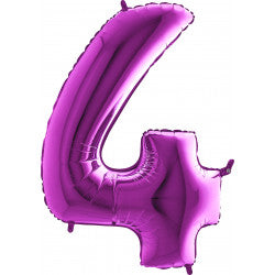 Purple Number 4 Balloon - 40" Foil
