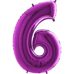 Purple Number 6 Balloon - 40" Foil