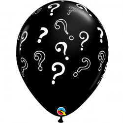 Onyx Black Question Marks Balloon - 16" Latex (50ct)
