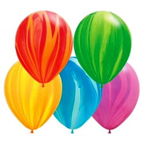 Assorted Rainbow Superagate Blloons - 11" Latex (100ct)