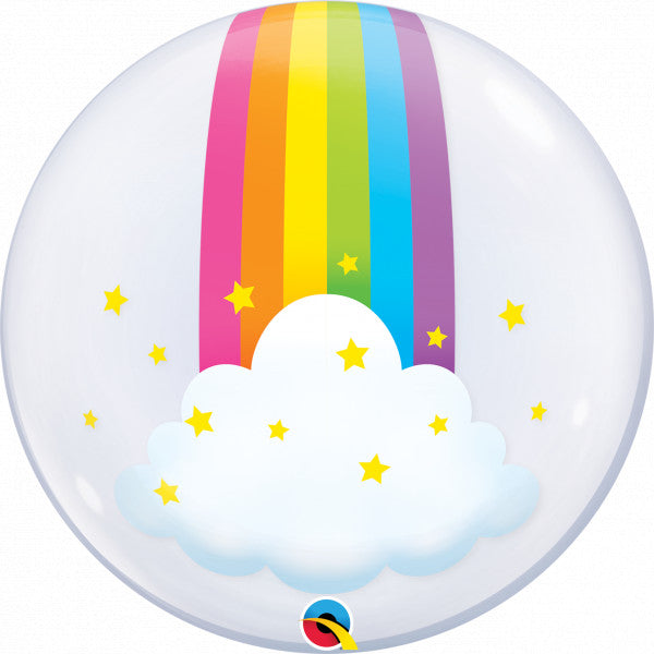 Rainbow Clouds Deco Bubble Balloon - 24" Bubble