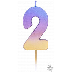 Rainbow Ombre Number "2" Candle