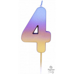 Rainbow Ombre Number "4" Candle