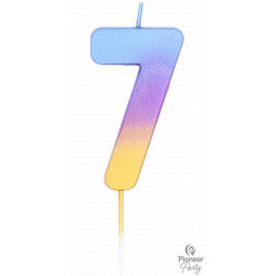 Rainbow Ombre Number "7" Candle